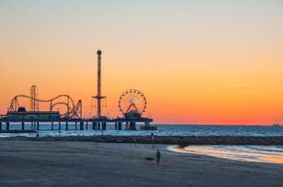 Galveston sunrise on beach