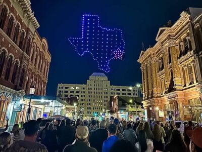 Dazzling drone light show over downtown Galveston