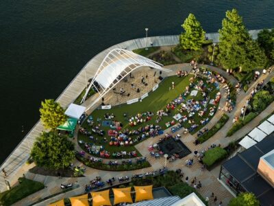 Crowd enjoying live music at Rock the Row